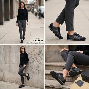 NEW Coach Kelson Outline Signature Suade Black Sneakers Y2K laced up Size 6